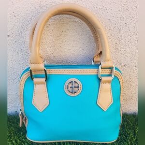 Giani Bernini Mini Dome Two Zip Handbag. Aqua